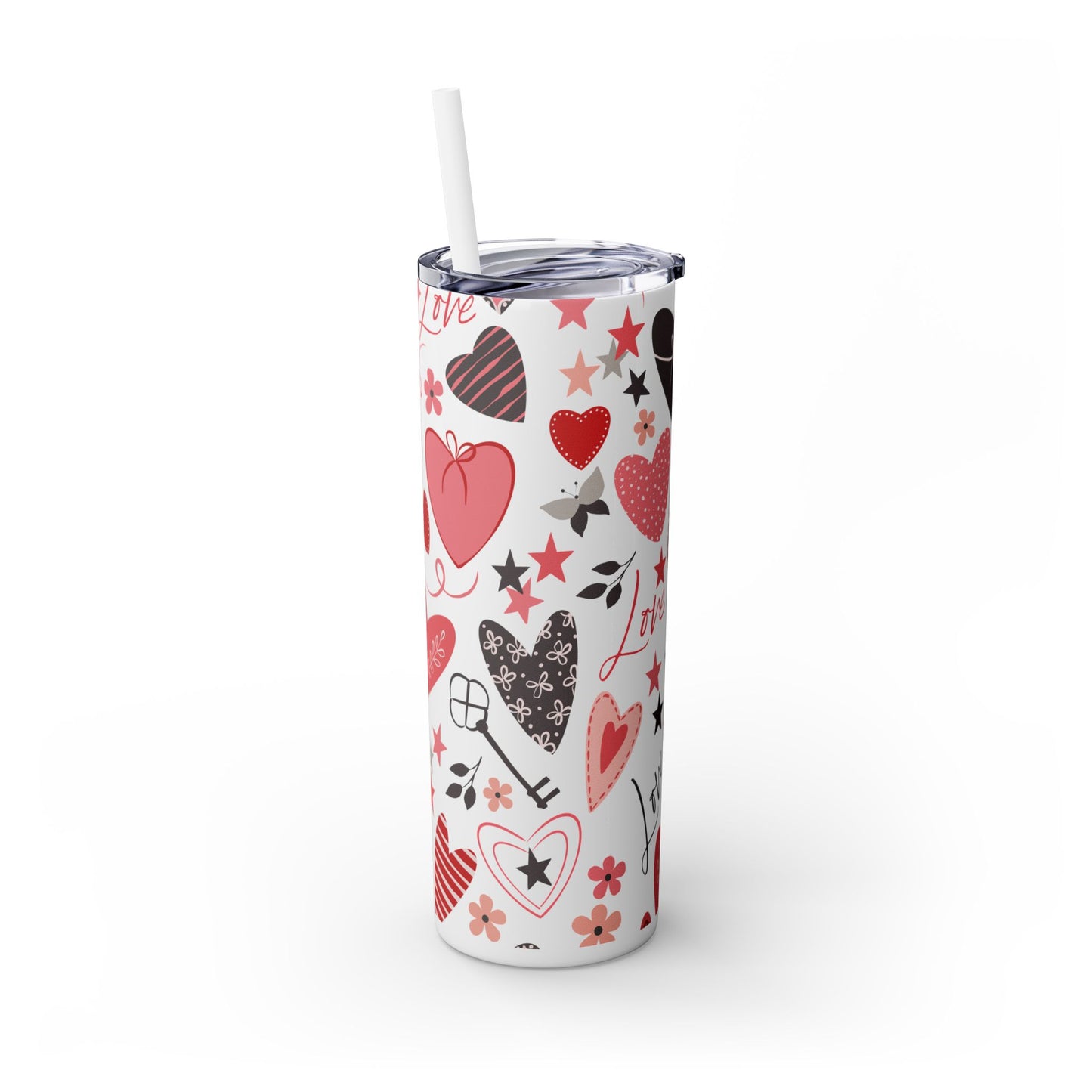 Valentine's Day Skinny Tumbler, 20oz - Insulated Tumbler with Straw,