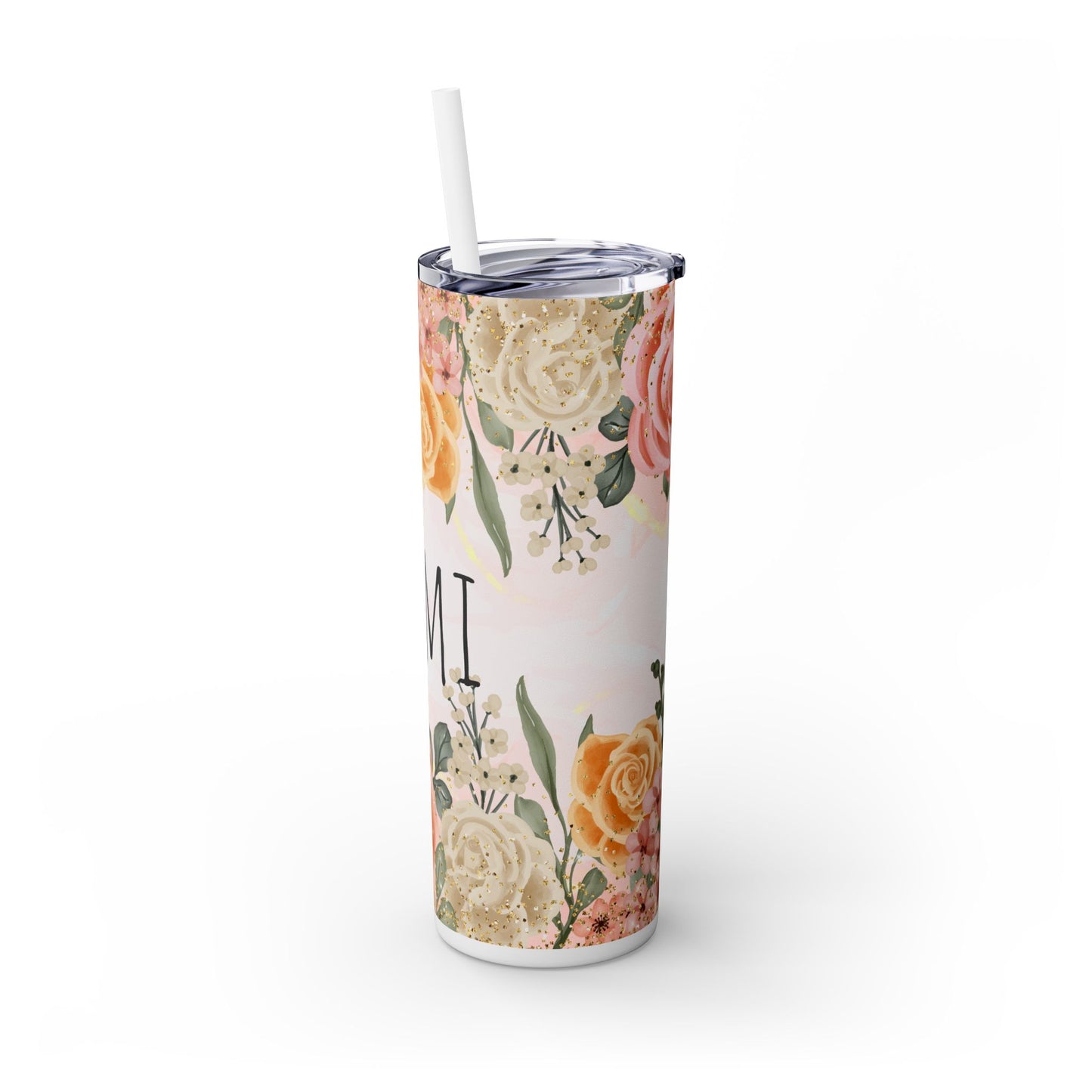 Personalized Floral Skinny 20 oz Tumbler