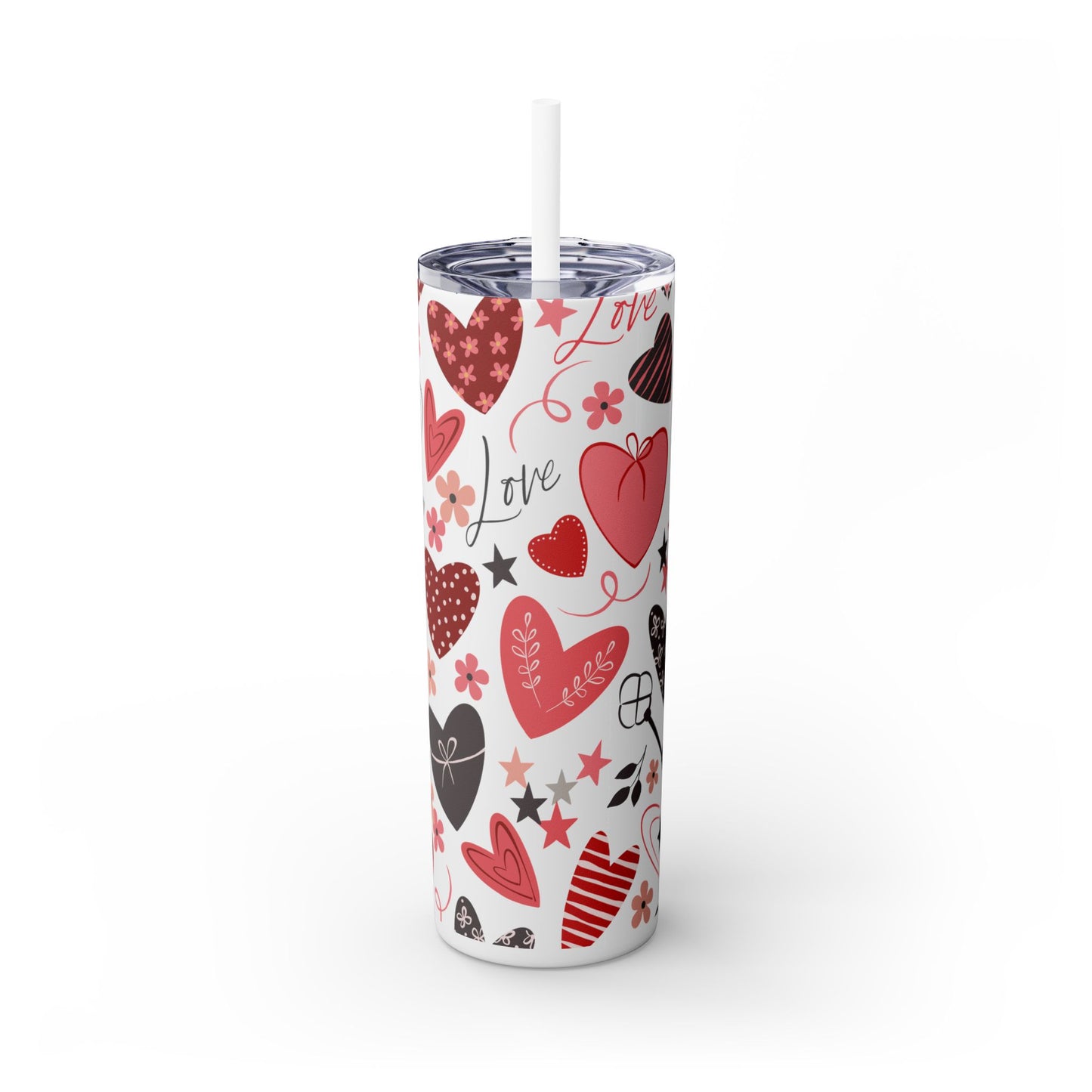 Valentine's Day Skinny Tumbler, 20oz - Insulated Tumbler with Straw,