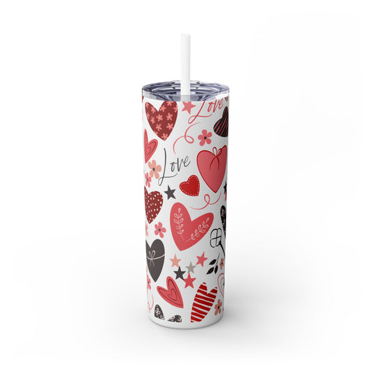 Valentine's Day Skinny Tumbler, 20oz - Insulated Tumbler with Straw,