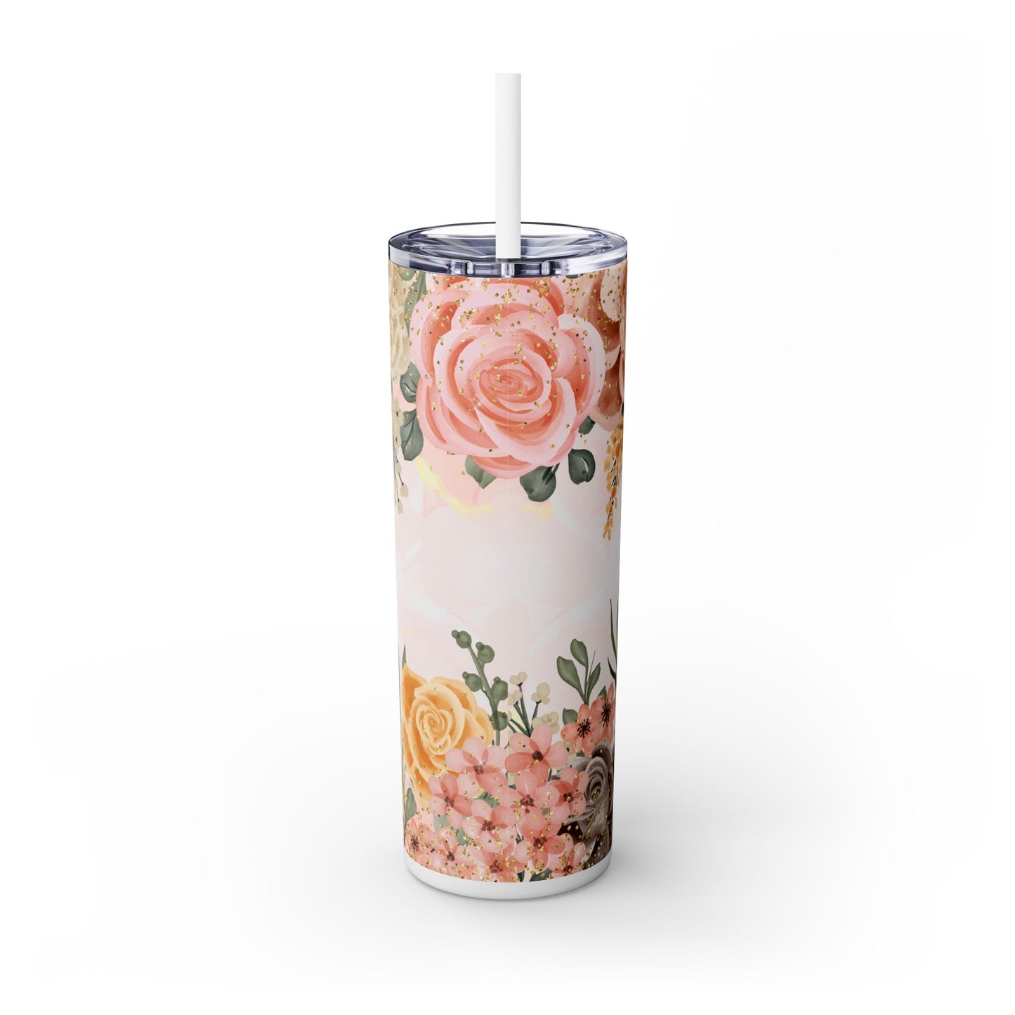 Personalized Floral Skinny 20 oz Tumbler