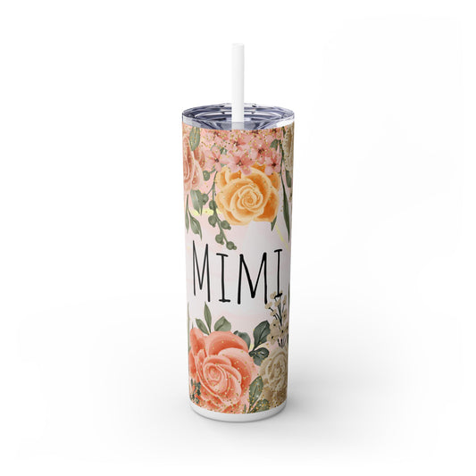 Personalized Floral Skinny 20 oz Tumbler