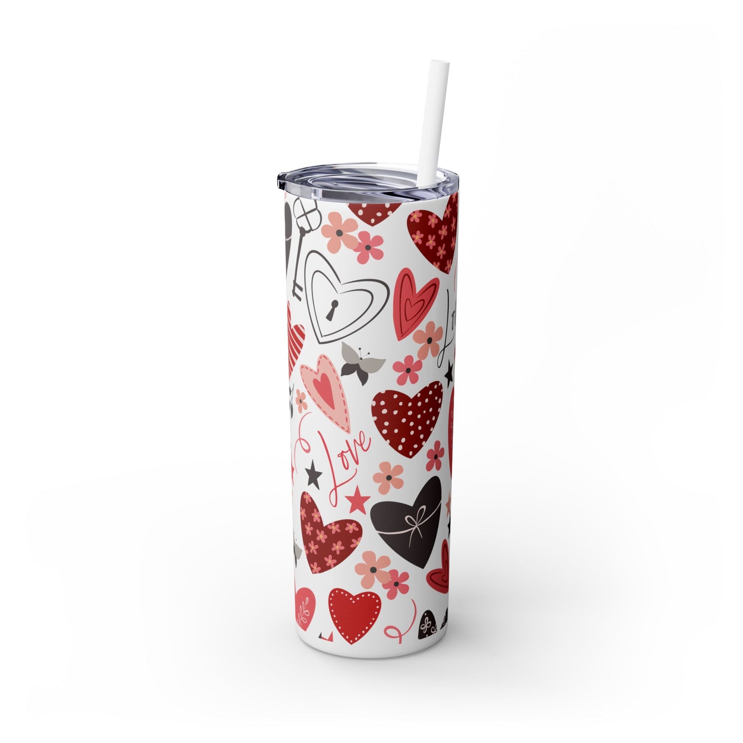 Valentine's Day Skinny Tumbler, 20oz - Insulated Tumbler with Straw,