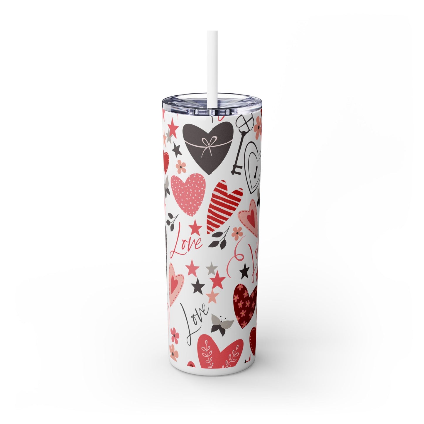 Valentine's Day Skinny Tumbler, 20oz - Insulated Tumbler with Straw,