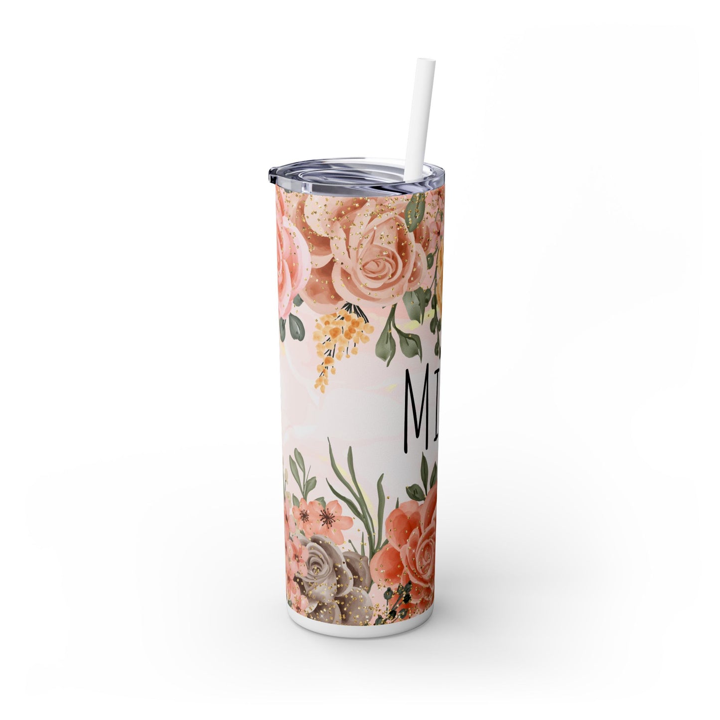 Personalized Floral Skinny 20 oz Tumbler